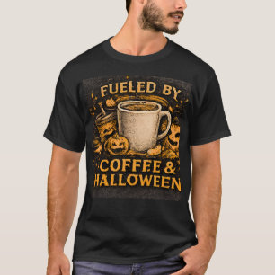 T-shirt Alimenté par le café et graphique drôle d'Hallowee