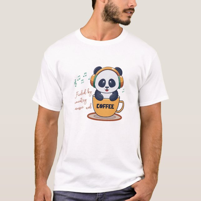 T-shirt alimenté par le café et la musique country (Devant)