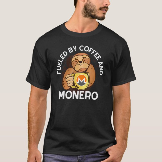 T-shirt Alimenté Par Le Café Et Monero Sloth Crypto Crypto (Devant)