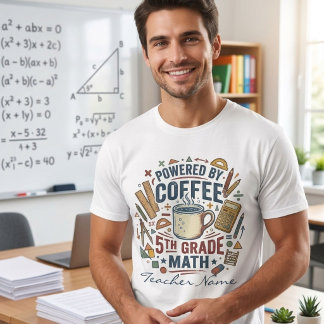 T-shirt Alimenté par le café et un professeur de mathémati