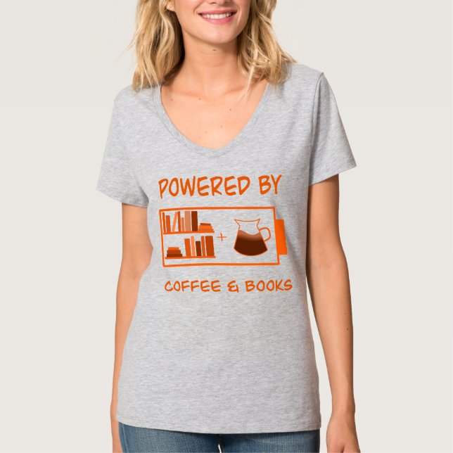 T-shirt Alimenté par le Café & les Livres (Devant)