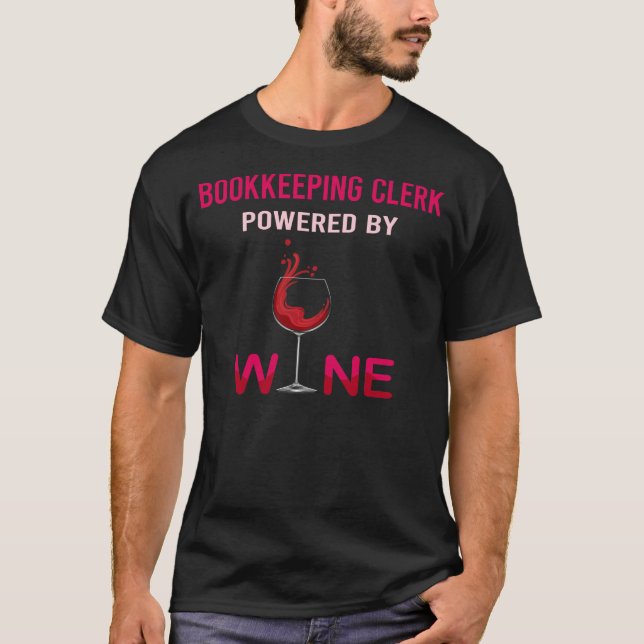 T-shirt Alimenté Par Le Commis À La Librairie Du Vin (Devant)