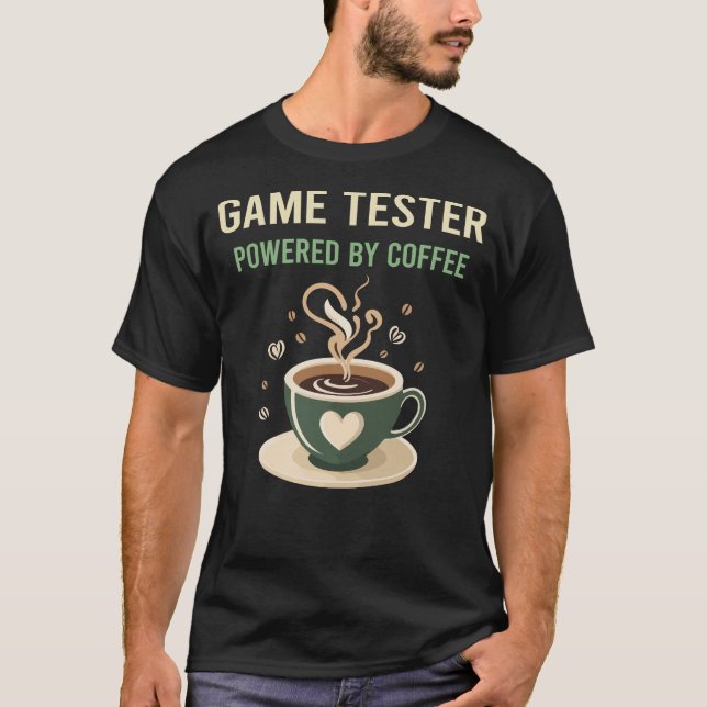 T-shirt Alimenté Par Le Testeur De Jeu De Café (Devant)