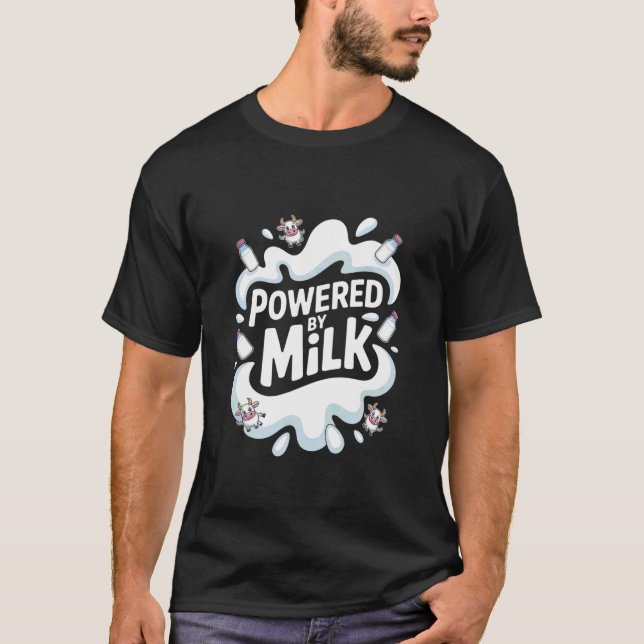 T-shirt Alimenté par le thème de la vache drôle de lait (Devant)