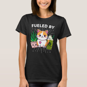T-shirt Alimenté par les chats plantes thé vert matcha gla