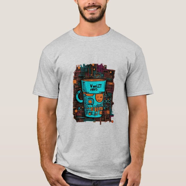 T-shirt Alimenté par l'IA et le café (Devant)