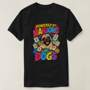 T-shirt Alimenté par Mahjong et Cadeau d'Art Pop de Chien