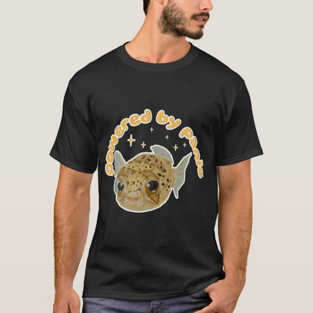 T-shirt Alimenté par Panic Popcorn le Poisson Porc-épic (Devant)