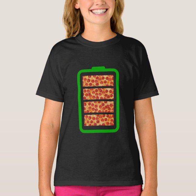 T-shirt Alimenté Par Pizza - Amateurs De Pizza (Devant)