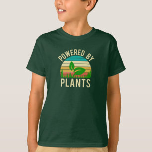 T-shirt Alimenté Par Plantes Funny Green Vegan Vintage cou