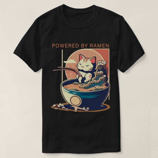 T-shirt Alimenté par Ramen Cat (Design devant)