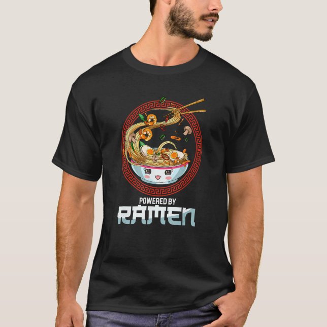 T-shirt Alimenté Par Ramen Coréen Soupe aux nouilles Japon (Devant)