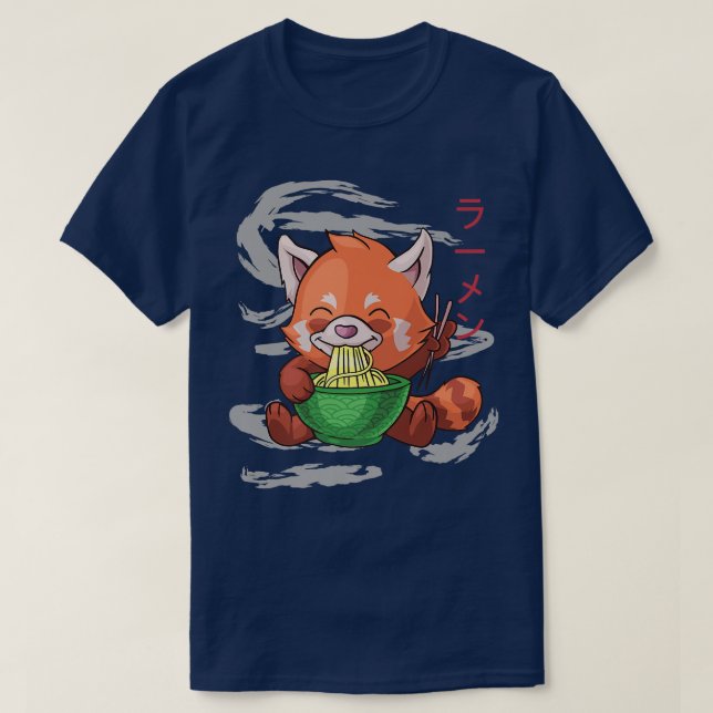 T-shirt Alimenté Par Ramen Cute Red Panda Mange Des Nouill (Design devant)