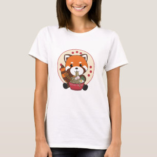 T-shirt Alimenté Par Ramen Cute Red Panda Mange Des Nouill