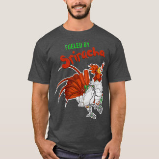 T-shirt Alimenté Par Sriracha Super Sauce Robot Rooster