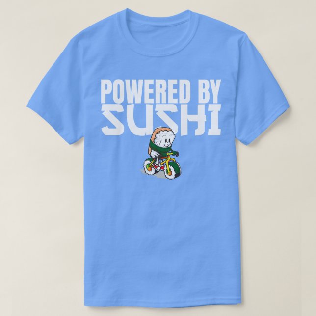 T-shirt Alimenté par Sushi Raw Fish Foodie Biker (Design devant)