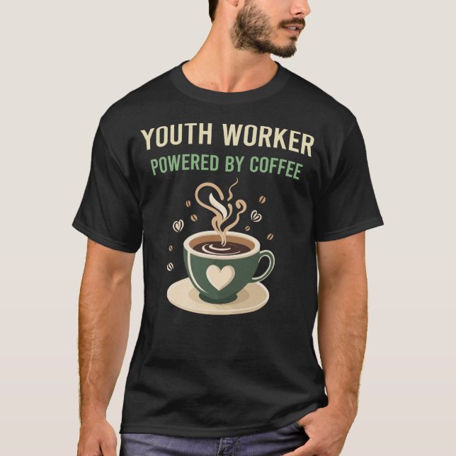 T-shirt Alimenté Par Un Jeune Travailleur Du Café (Devant)