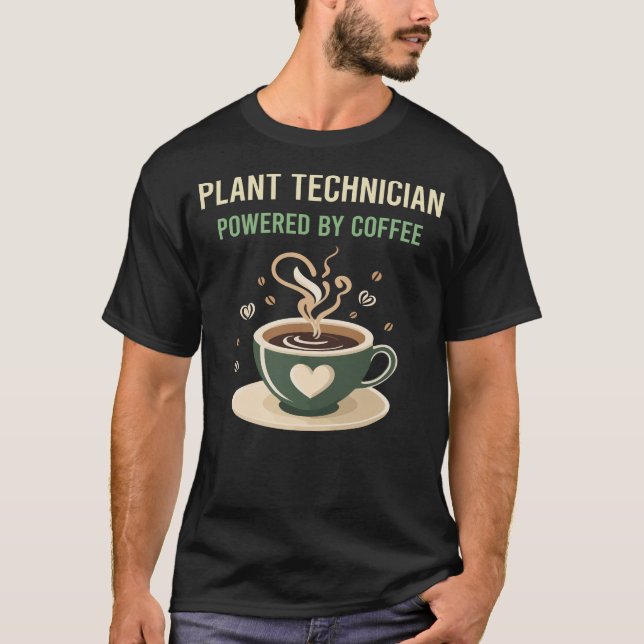 T-shirt Alimenté Par Un Technicien Plante De Café (Devant)
