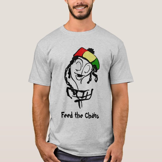 T-shirt Alimentez les chaînes, panier de Rasta (Devant)