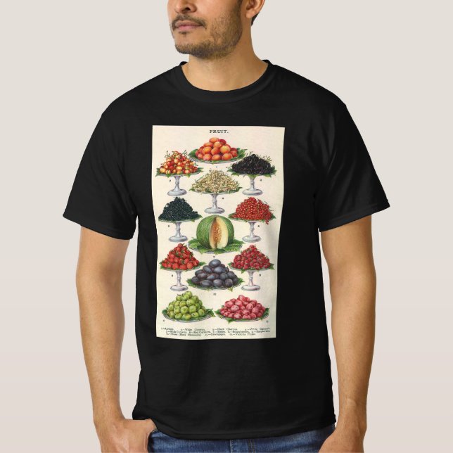 T-shirt Aliments Anciens Fruits Assortis sur Plateaux pour (Devant)