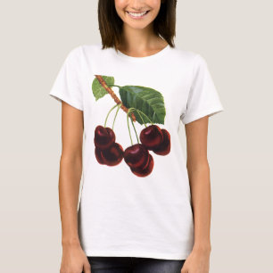 T-shirt Aliments de fruits vintage, cerises mûres d'un arb