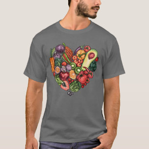 T-shirt Aliments sains cœur de légumes et de fruits