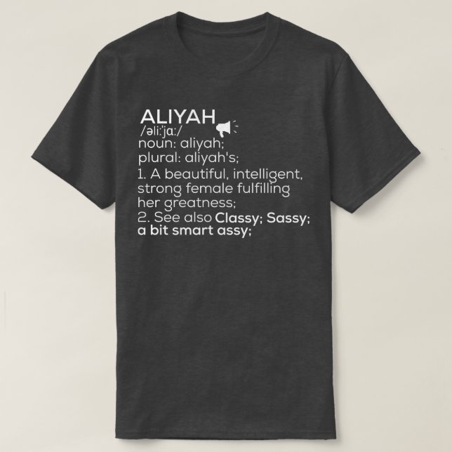 T-shirt Aliyah Nom Aliyah Définition Aliyah Femme Nom A (Design devant)