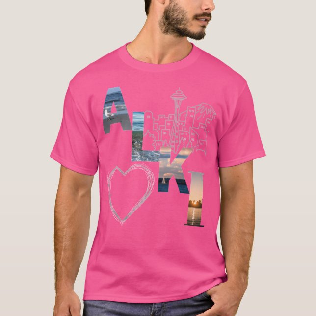 T-shirt Alki Beach Seattle Skyline Design (Devant)