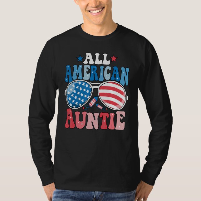 T-shirt All American Auntie Sunglasses 4th of July Family  (Devant)