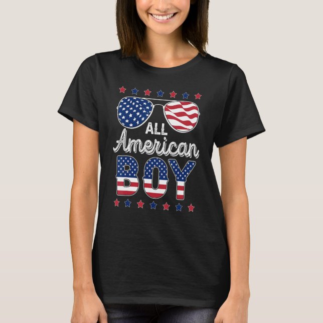 T-shirt All American Boy 4th of July American Sunglasses F (Devant)