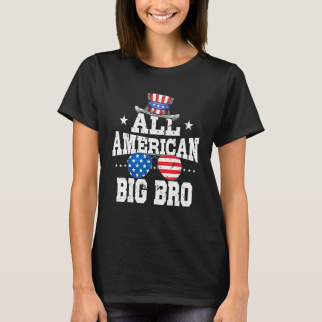 T-shirt All American Brother men American Flag 4th of July (Devant)