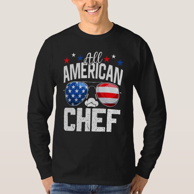 T-shirt All American Chef 4th Of July American Flag (Devant)