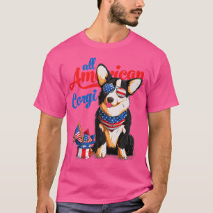 T-shirt All American Corgi Usa Sungefe 4th of July Tric