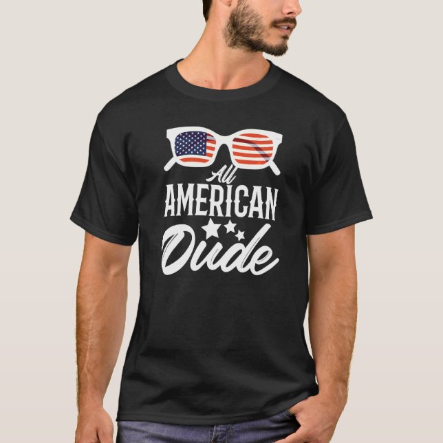 T-shirt All American Dude 4 juillet Family Matching Sung (Devant)