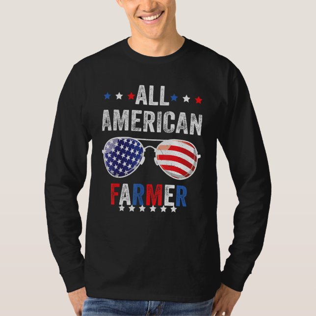 T-shirt All American FARMER USA Flag 4th of July Sunglasse (Devant)