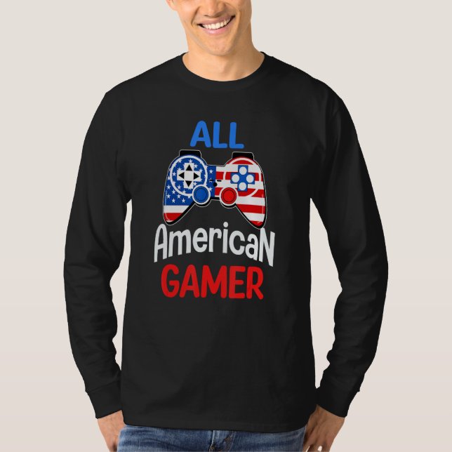 T-shirt All American Gamer Patriotic Video Game 4th Of Jul (Devant)