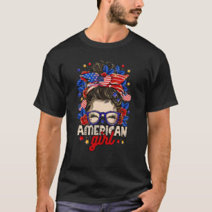 T-shirt All American Girl Messy Bun American 4 juillet P