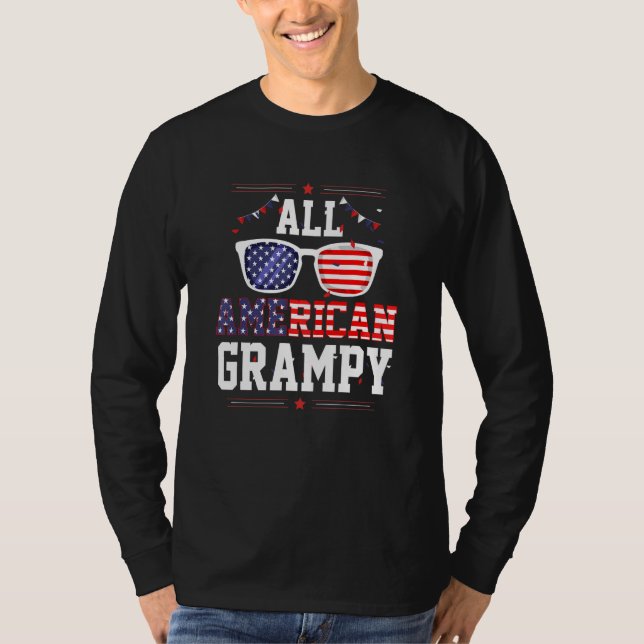 T-shirt All American Grampy 4th of July US Flag Sunglasses (Devant)