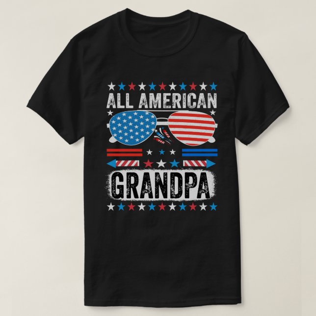 T-shirt All American Grandpa  Patriotic t shirt (Design devant)