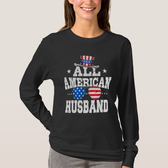 T-shirt All American husband men American Flag 4th of July (Devant)