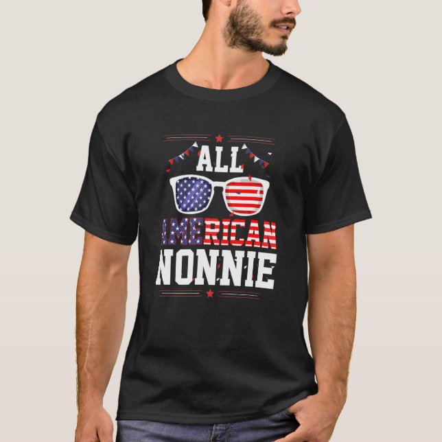 T-shirt All American Nonnie 4th of July US Flag Sunglasses (Devant)