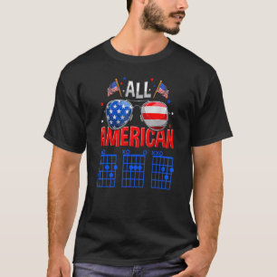 T-shirt All American Papa Guitarist 4 juillet Us Drapeau S