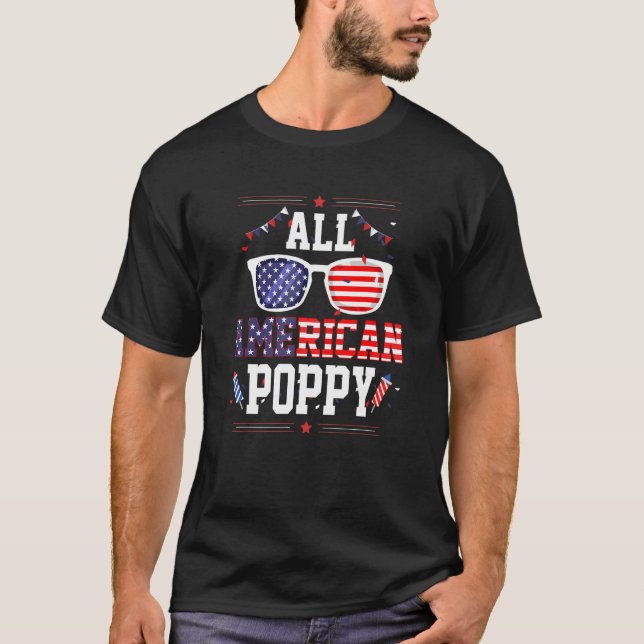 T-shirt All American Poppy 4th of July US Flag Sunglasses  (Devant)