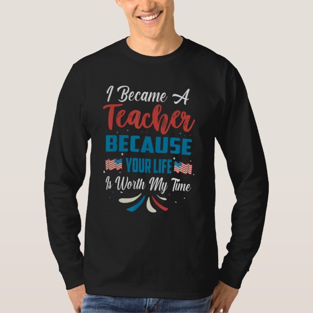 T-shirt All American Teacher Student USA Flag 4th Of July  (Devant)