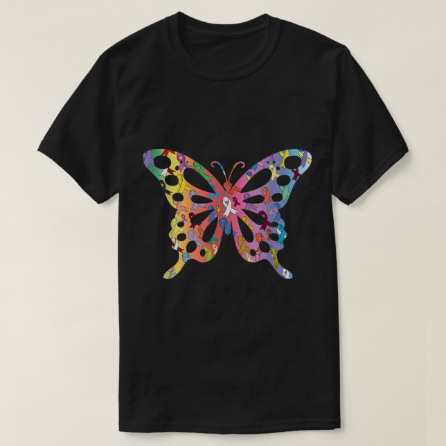T-shirt All Cancer Matters Awareness Butterfly All Ribbons (Design devant)