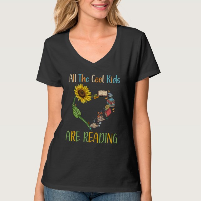T-shirt All Cool Kids Are Reading Book Nerd Reading Teache (Devant)