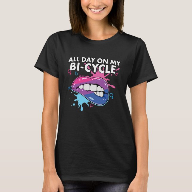 T-shirt All Day On My Bi cycle Bisexual Rainbow Pride LGBT (Devant)