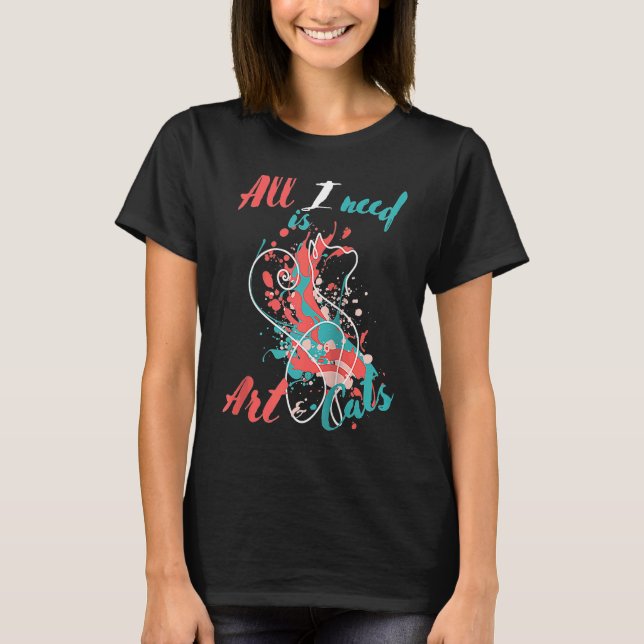 T-shirt All I need is and Cats Cool Line Raglan Baseball (Devant)