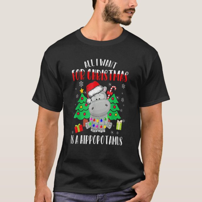 T-shirt All I Want For Christmas Is A Hippopotamus Buffalo (Devant)
