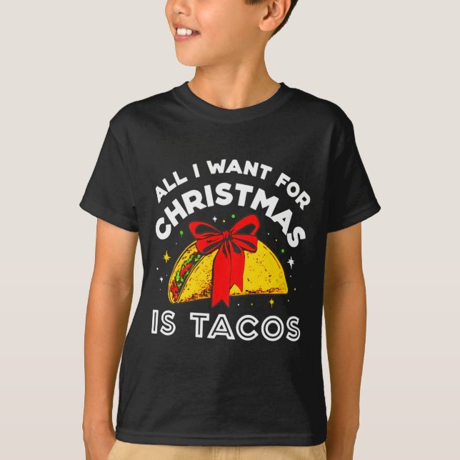 T-shirt All I Want For Christmas Is Tacos Long Sleeve  (Devant)